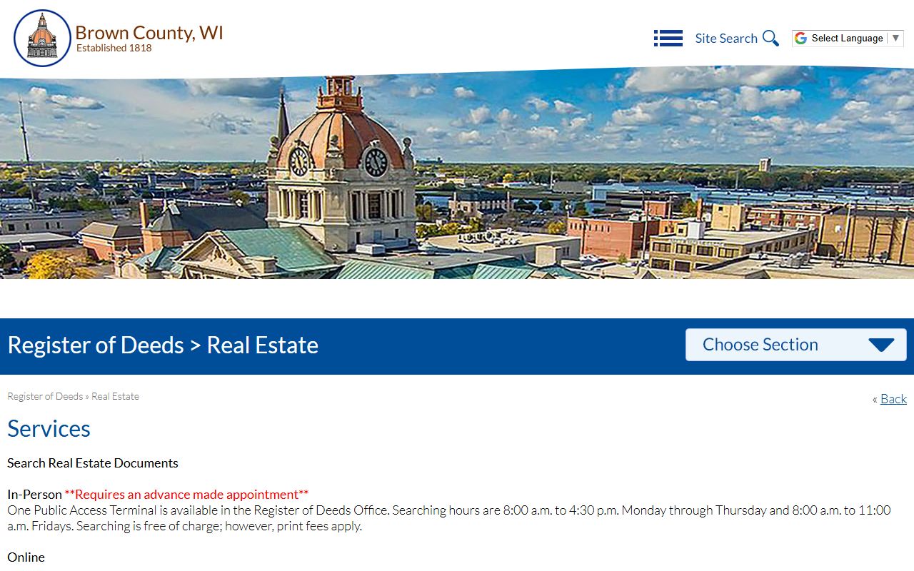 Brown County Phone Directory register of deeds document search