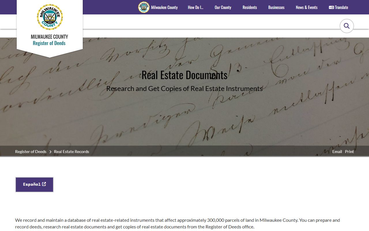 Milwaukee County Phone Directory real estate records page