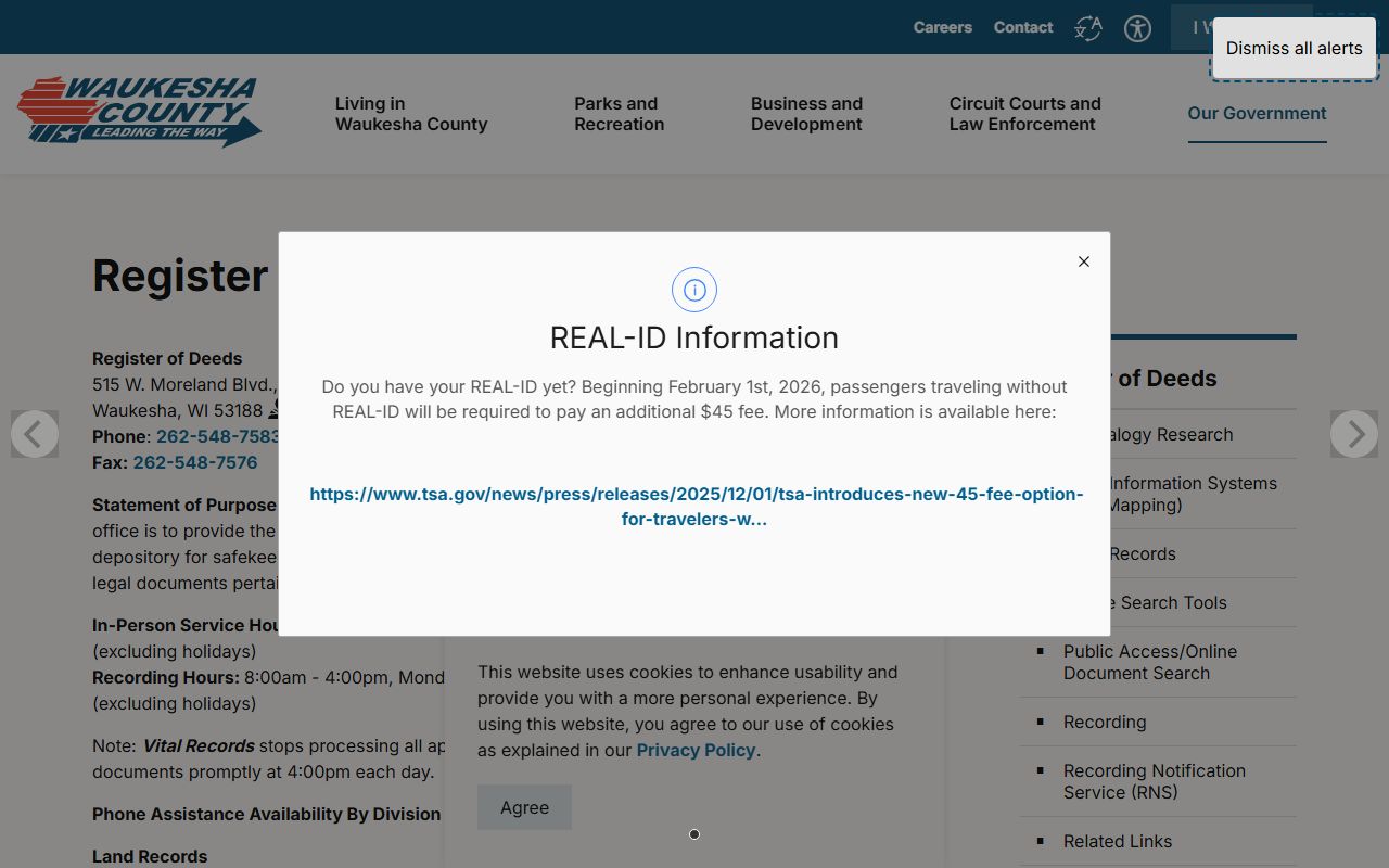 Waukesha County Phone Directory Register of Deeds