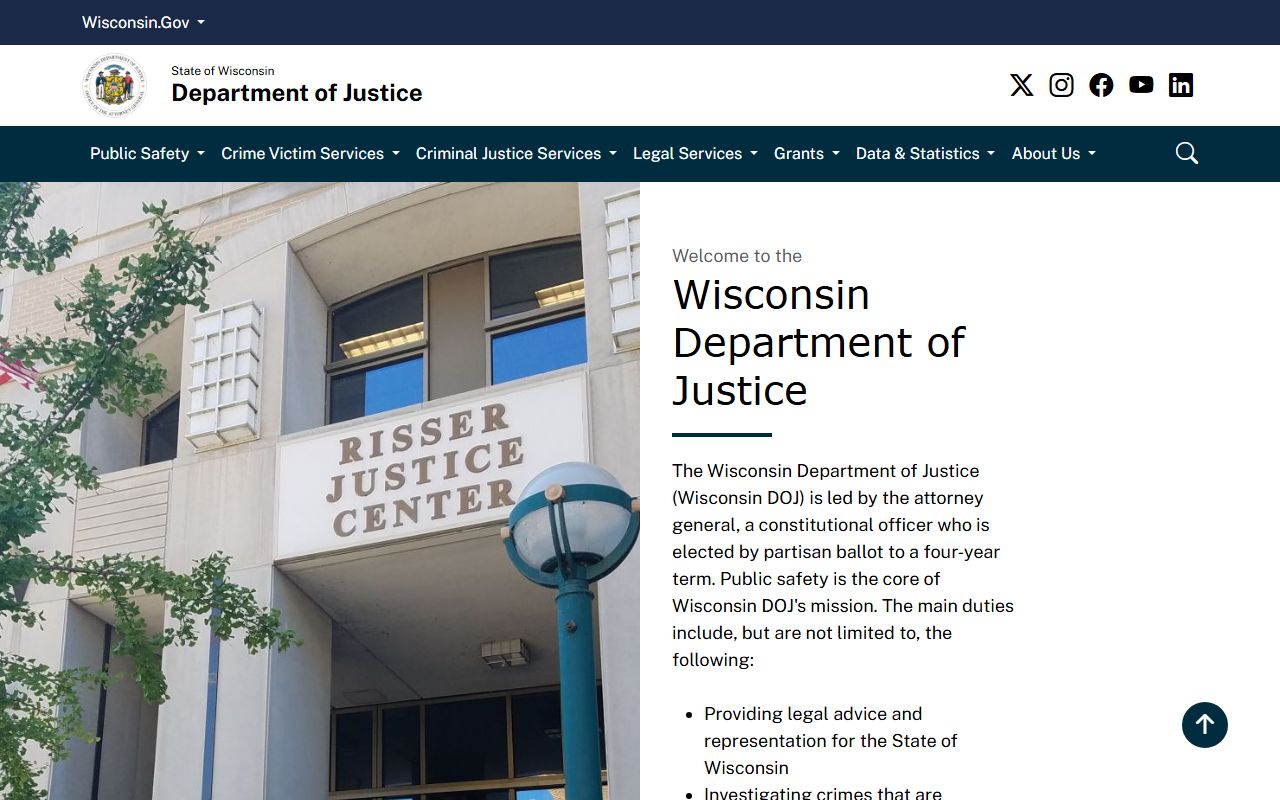 Wisconsin Phone Directory DOJ criminal history search page